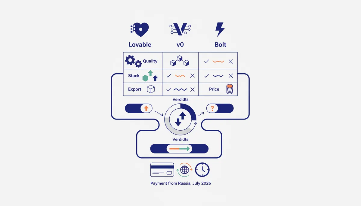 Lovable vs v0 vs Bolt: что выбрать в 2026